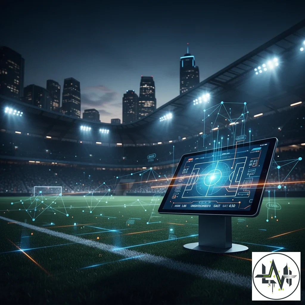 Echtzeit-Statistiken und Live-Wettquoten auf einem Tablet während eines Fußballspiels