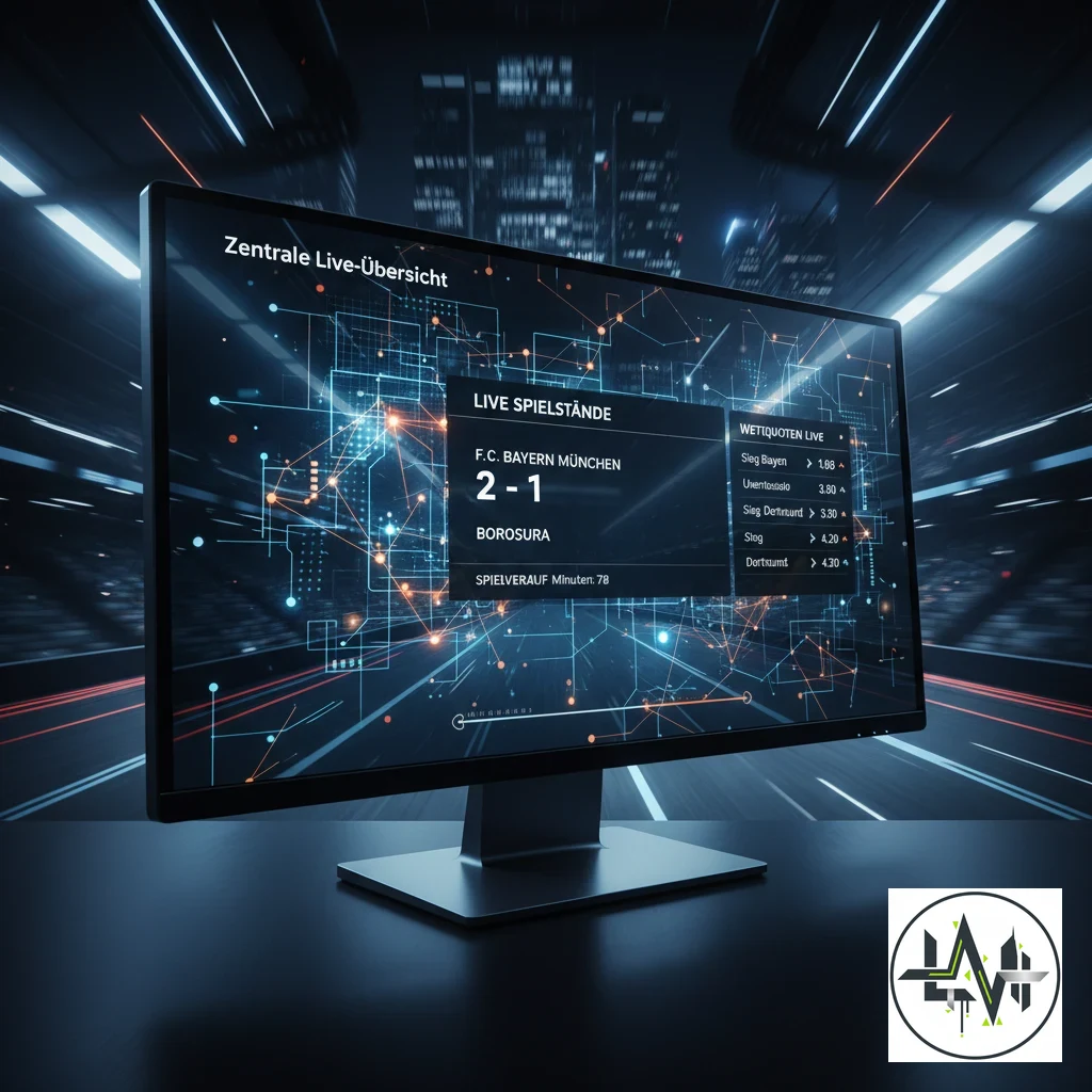 Dashboard der Live-Wettmärkte mit aktuellen Spielständen und Quotenveränderungen.